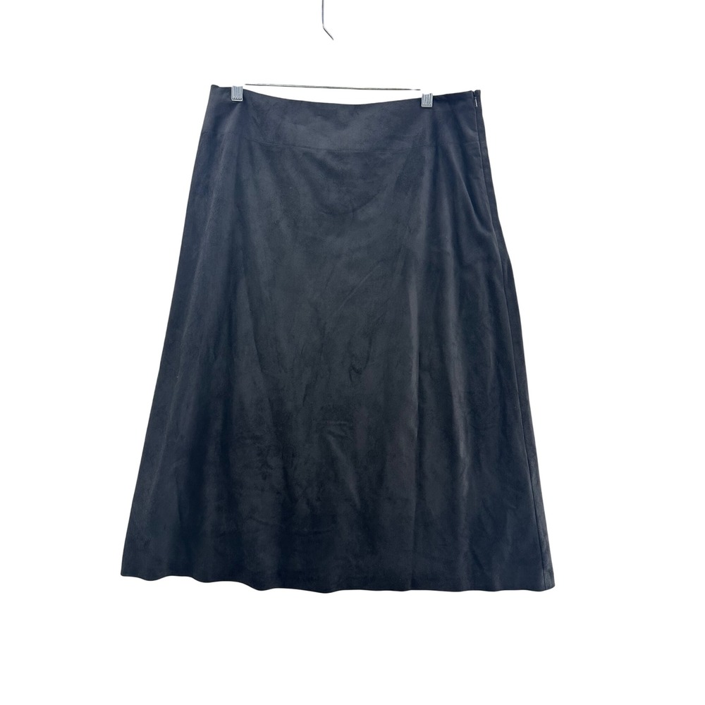 Sigrid Olsen Sport Suede Skirt Womens Large Black A-Line Career Business